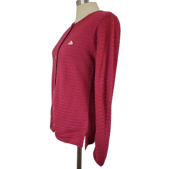 Monte Carlo Merino Wool Blend Cardigan Sweater Button 38 Pink Fisherman Preppy - Picture 2 of 13